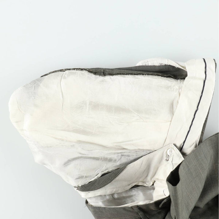 Check Pattern Two-Pleat Slacks Pants Men's W33 (approx.) unclear Khaki type Vintage Second Hand