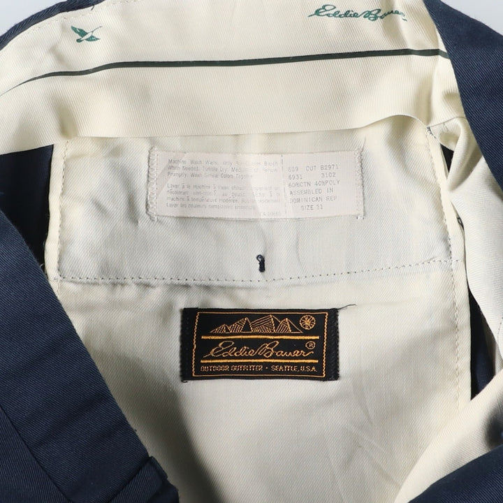 80s-90'S Eddie Bauer Black Tag Slacks Pants Men's W30 (approx.) Vintage cotton navy blue type Vintage Second Hand