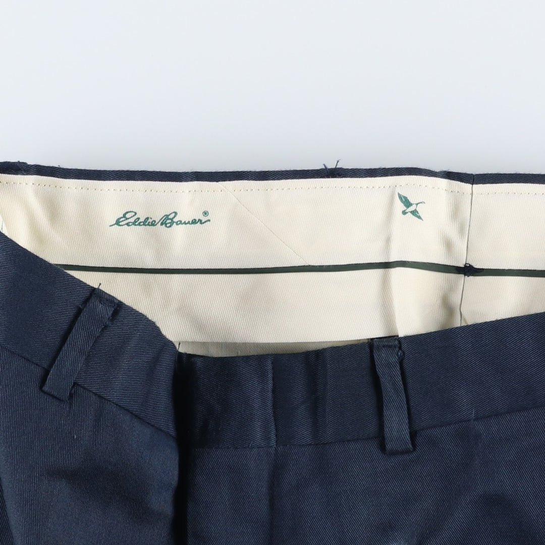 80s-90'S Eddie Bauer Black Tag Slacks Pants Men's W30 (approx.) Vintage cotton navy blue type Vintage Second Hand
