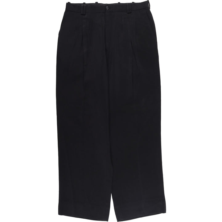 Three-pleat slacks pants for men, size W32 polyester black type Vintage Second Hand