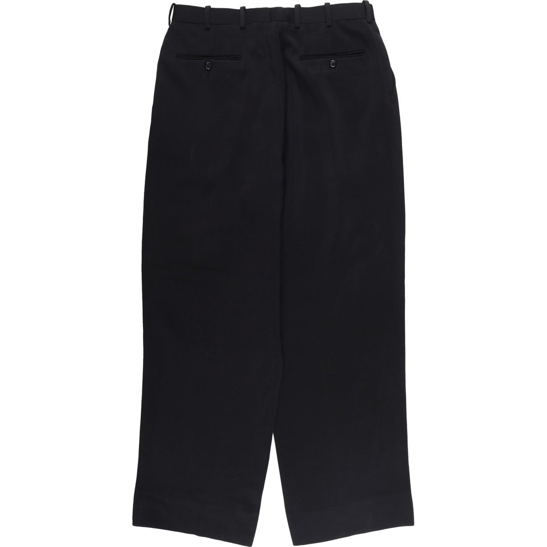 Three-pleat slacks pants for men, size W32 polyester black type Vintage Second Hand
