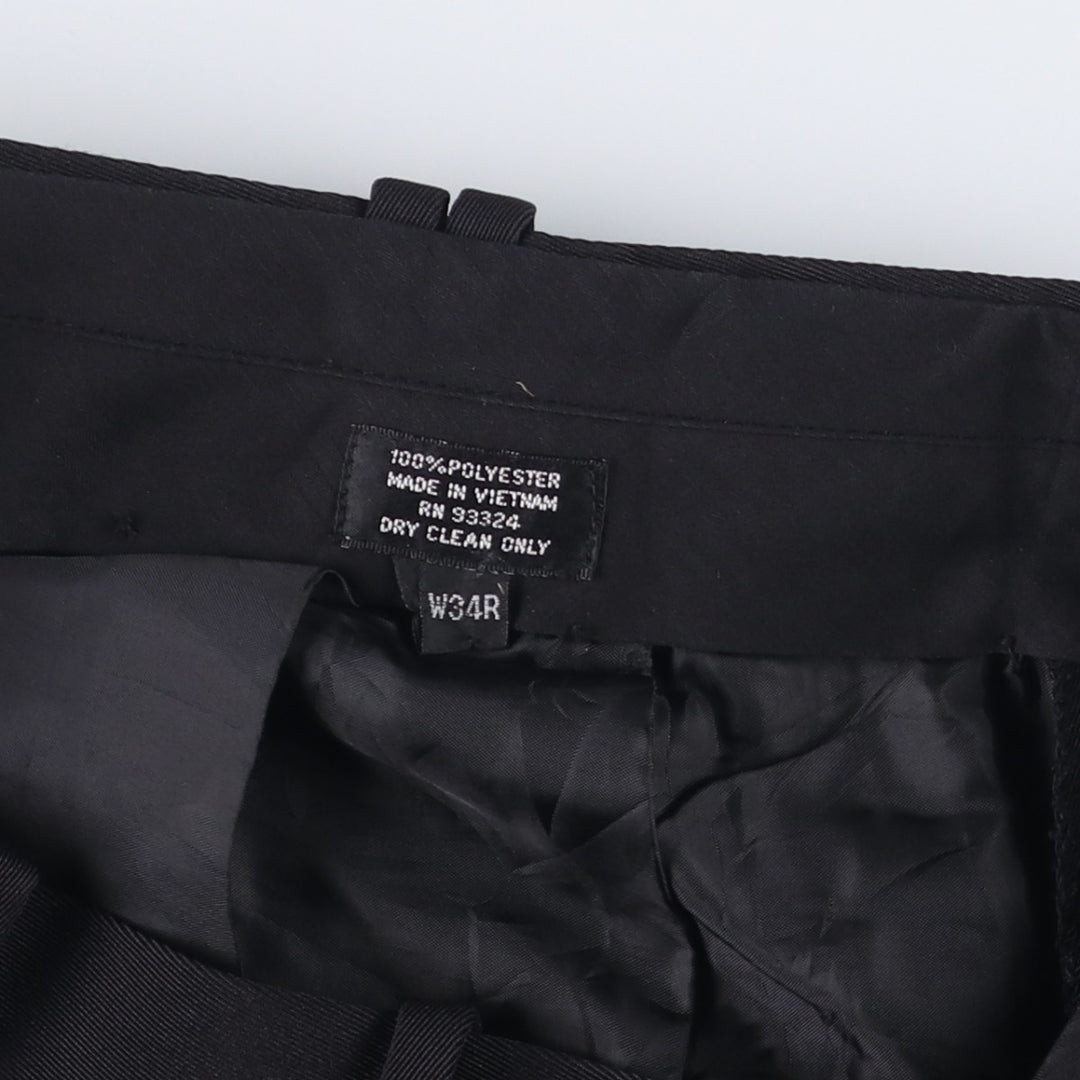 Three-pleat slacks pants for men, size W32 polyester black type Vintage Second Hand