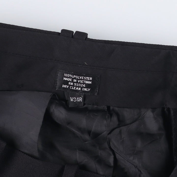 Three-pleat slacks pants for men, size W32 polyester black type Vintage Second Hand