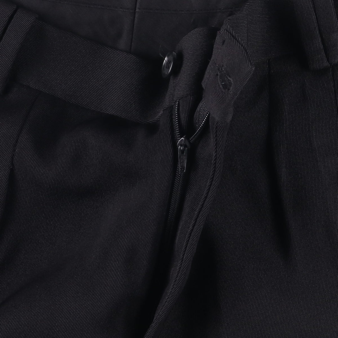 Three-pleat slacks pants for men, size W32 polyester black type Vintage Second Hand
