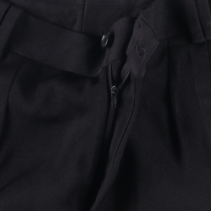 Three-pleat slacks pants for men, size W32 polyester black type Vintage Second Hand