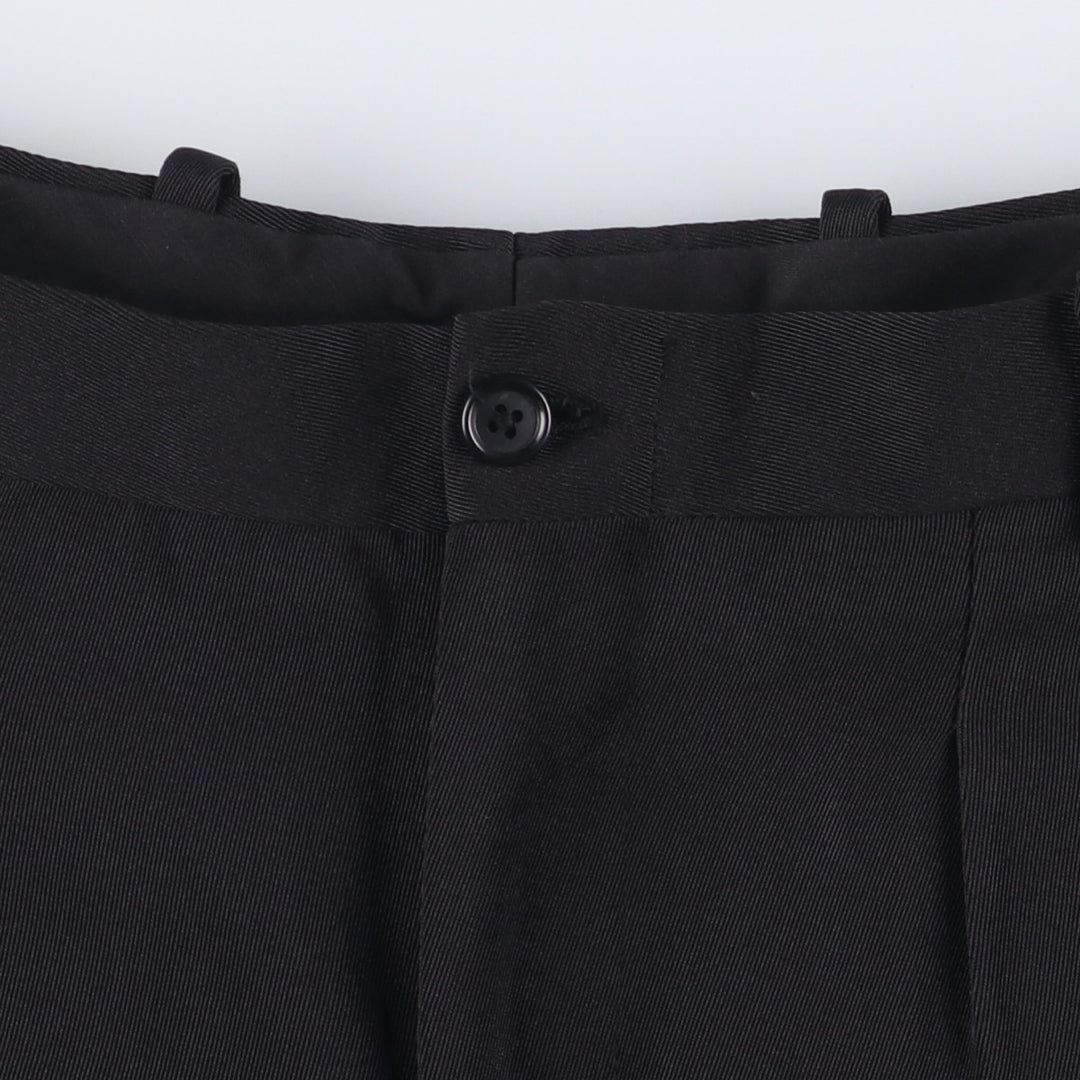 Three-pleat slacks pants for men, size W32 polyester black type Vintage Second Hand