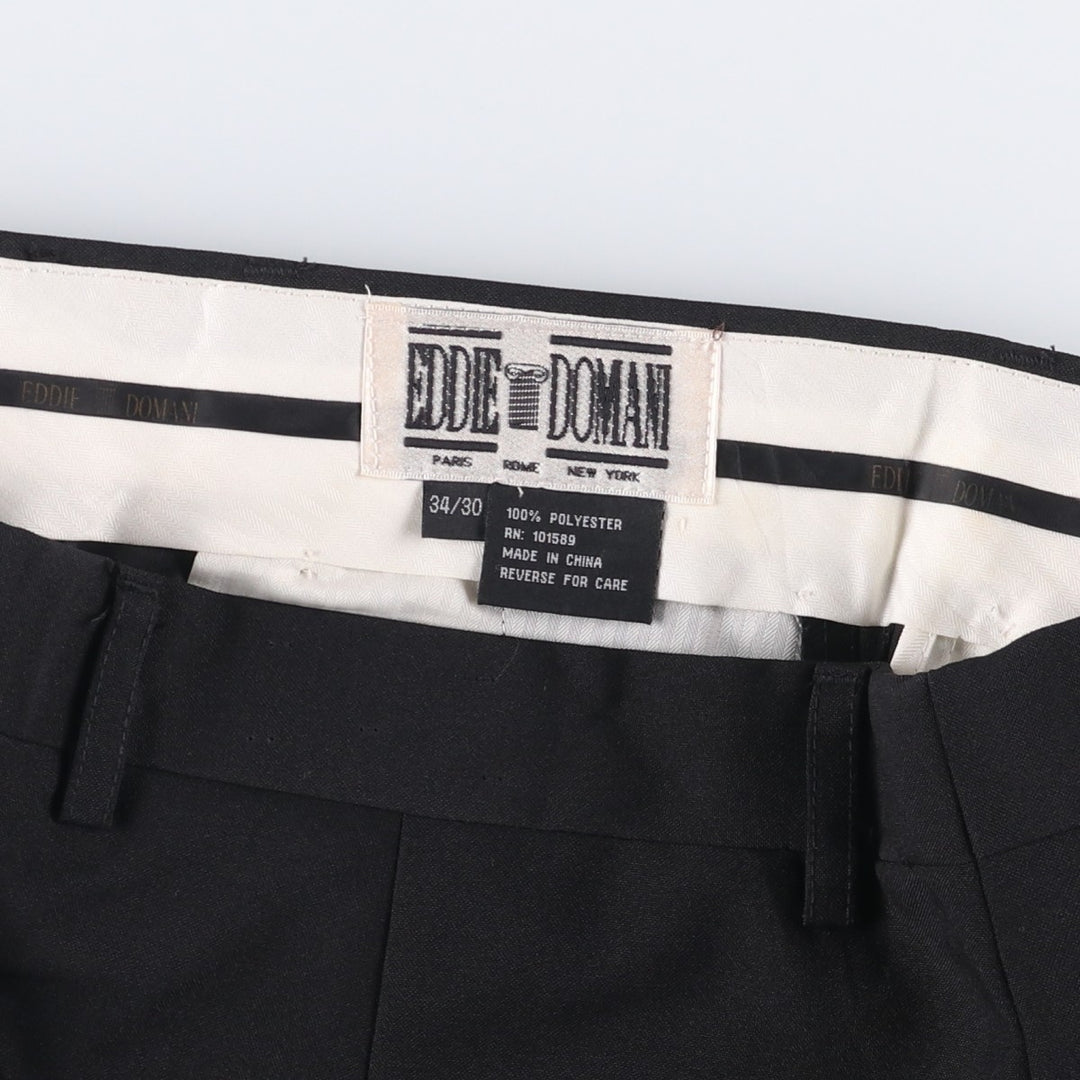 EDDIE DOMAN Men's Slacks, Size W34 polyester black type Vintage Second Hand