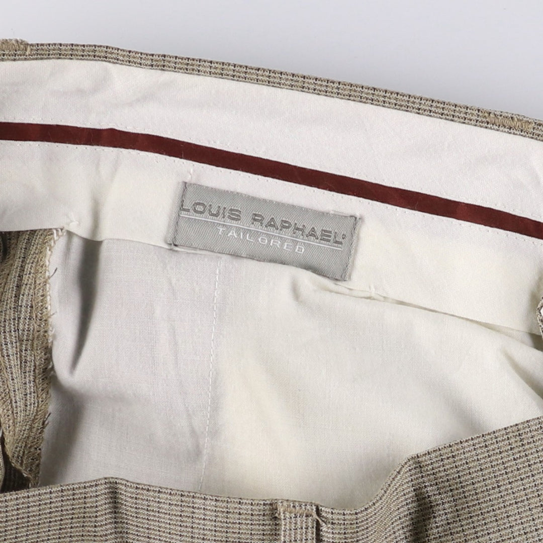 LOUIS RAPHAEL Check Pattern Slacks, Men's Size 34 polyester Beige type Vintage Second Hand