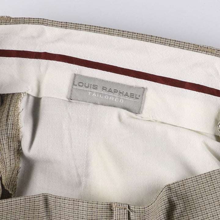 LOUIS RAPHAEL Check Pattern Slacks, Men's Size 34 polyester Beige type Vintage Second Hand