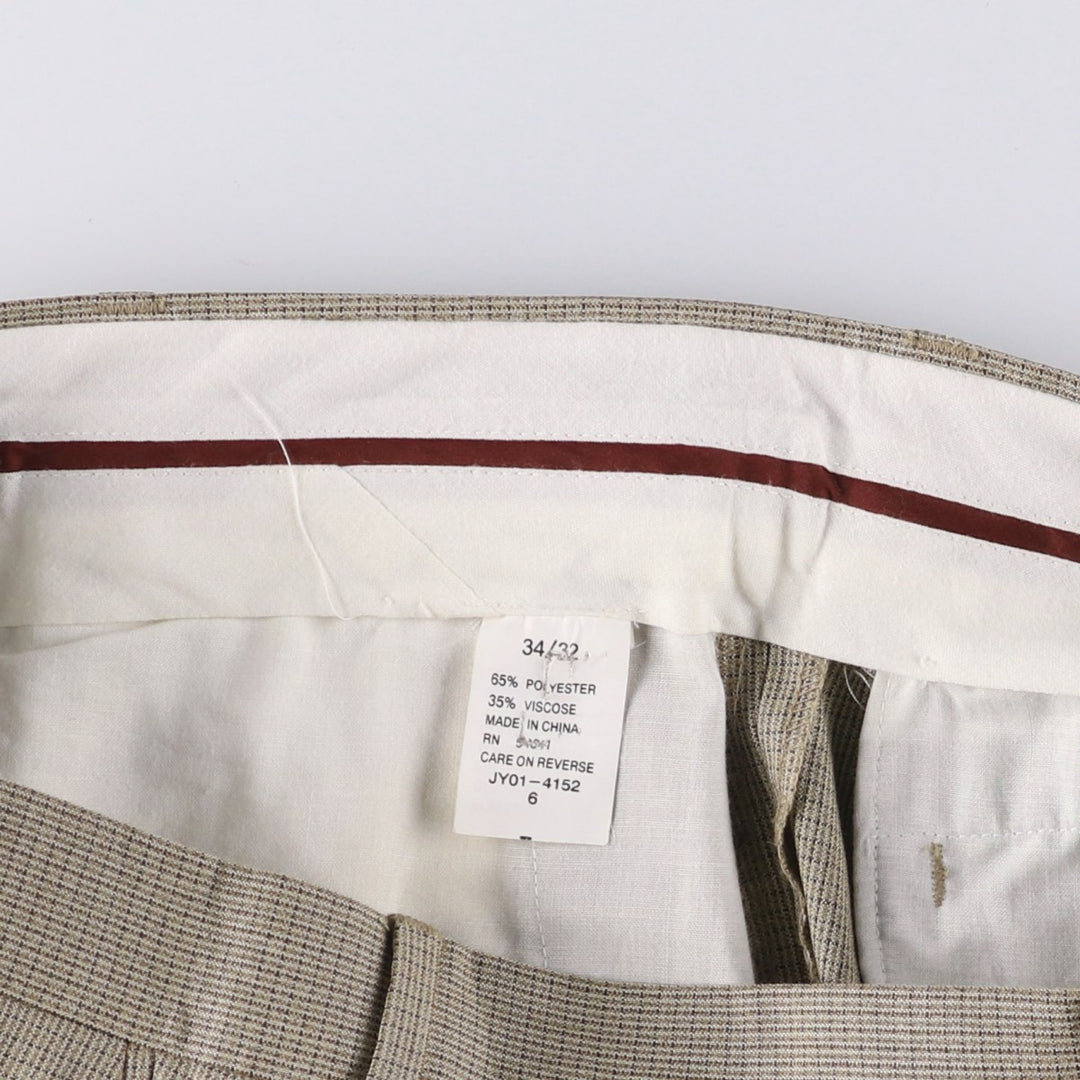 LOUIS RAPHAEL Check Pattern Slacks, Men's Size 34 polyester Beige type Vintage Second Hand