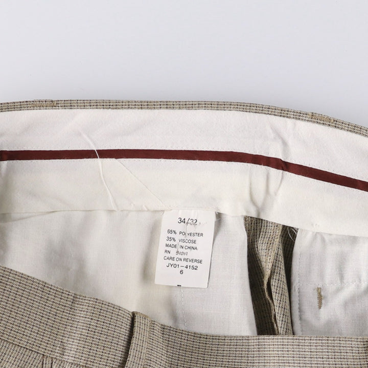 LOUIS RAPHAEL Check Pattern Slacks, Men's Size 34 polyester Beige type Vintage Second Hand