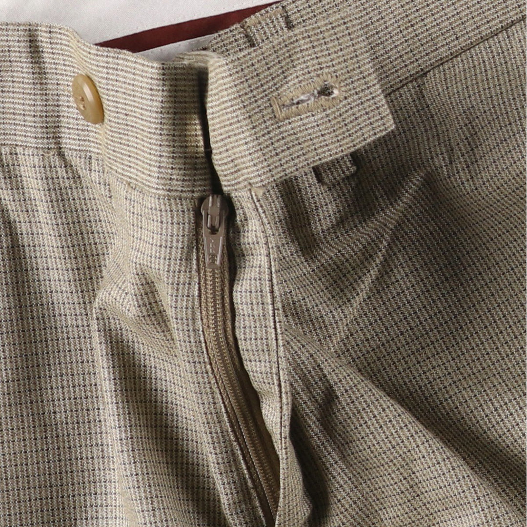 LOUIS RAPHAEL Check Pattern Slacks, Men's Size 34 polyester Beige type Vintage Second Hand