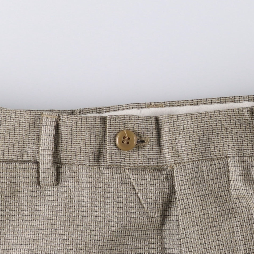 LOUIS RAPHAEL Check Pattern Slacks, Men's Size 34 polyester Beige type Vintage Second Hand