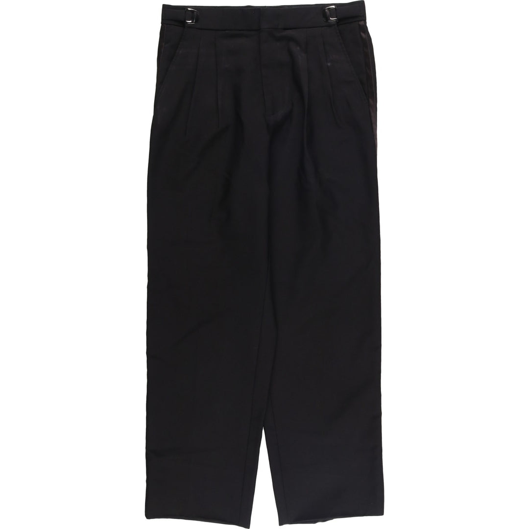 Two-pleat slacks for men, size W34 polyester black type Vintage Second Hand