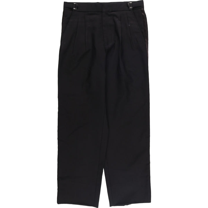Two-pleat slacks for men, size W34 polyester black type Vintage Second Hand