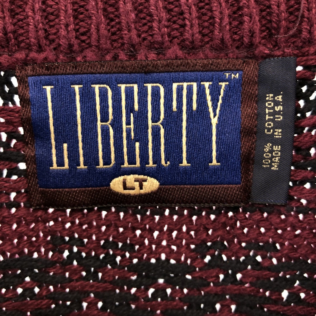 LIBERTY all-over print cotton knit sweater made in USA, men's size L /eaa468806