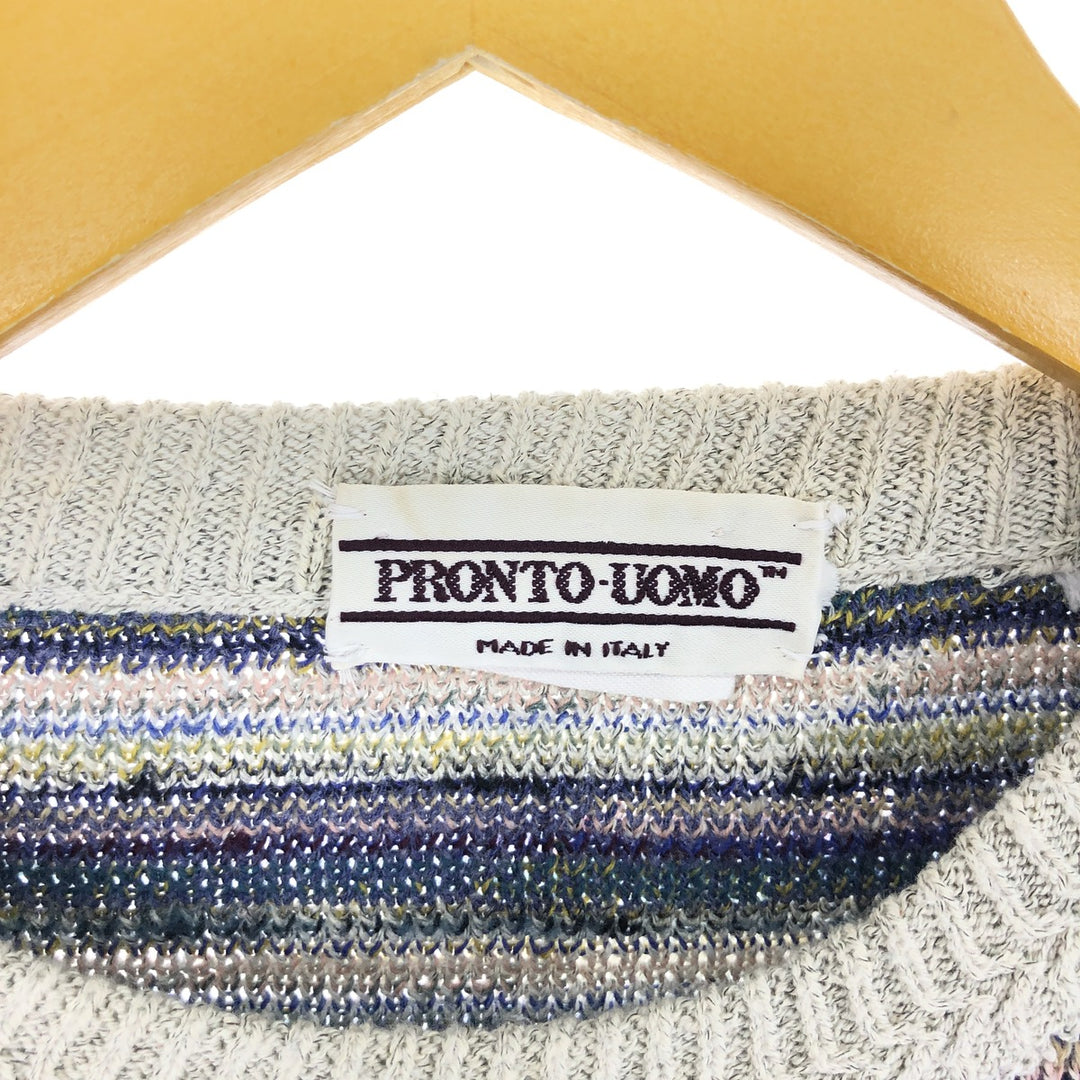 PRONTO-UOMO all-over print acrylic knit sweater made in Italy, men's XL size /eaa468811