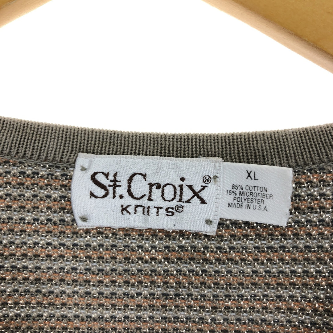 St. Croix all-over print V-neck cotton knit sweater made in the USA, men's XL size /eaa468816