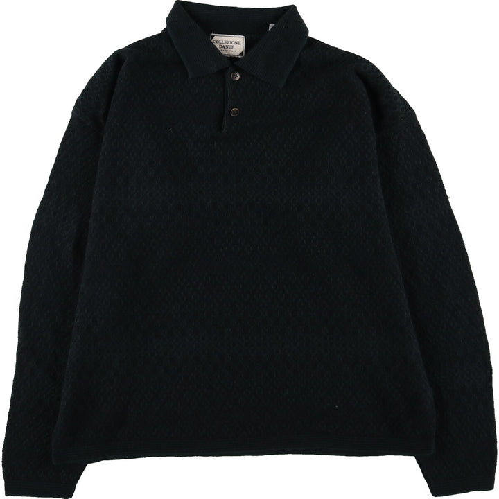 COLLEZIONE DANTE all-over print polo knit sweater made in Italy, men's size M /eaa468884