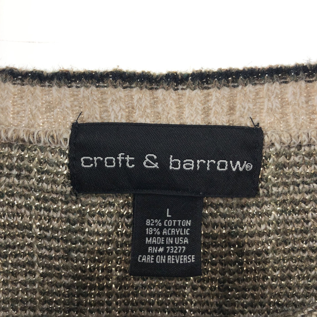 croft and barrow check pattern cotton knit sweater made in USA men's size L /eaa468892