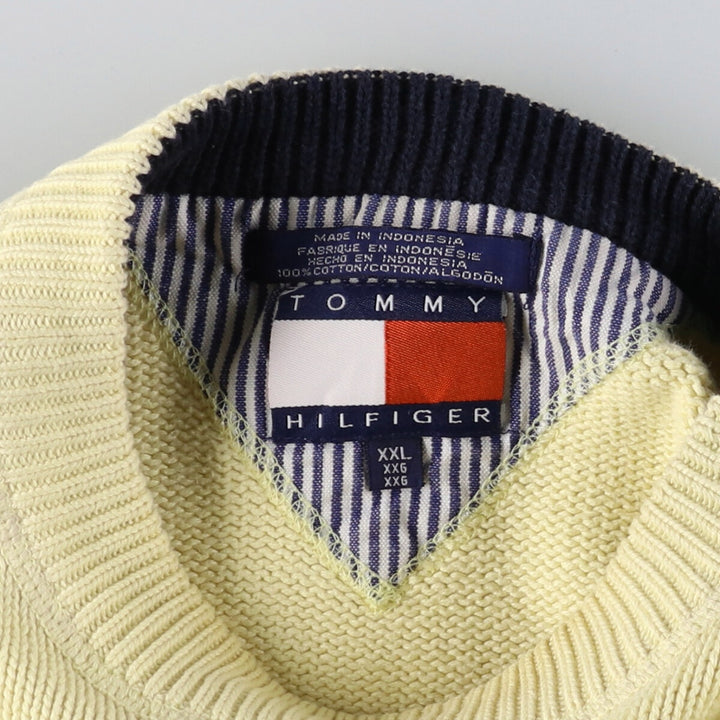 90s~ Tommy Hilfiger Cotton Knit Sweater Men's XXL Vintage cotton unbleached Vintage Second Hand
