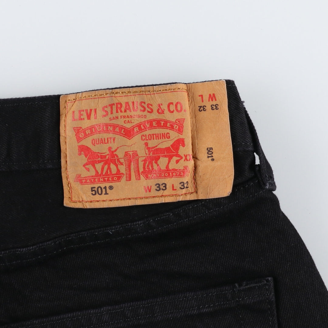 Levi's 501 Cut-off Black Denim Straight Denim Pants Men's W34 equivalent / eaa469041