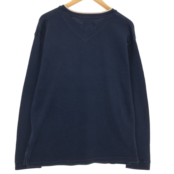 90'S Ralph Lauren CHAPS V-neck long T-shirt, men's size L, vintage cotton navy blue type Vintage Second Hand