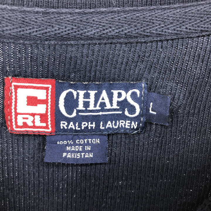 90'S Ralph Lauren CHAPS V-neck long T-shirt, men's size L, vintage cotton navy blue type Vintage Second Hand