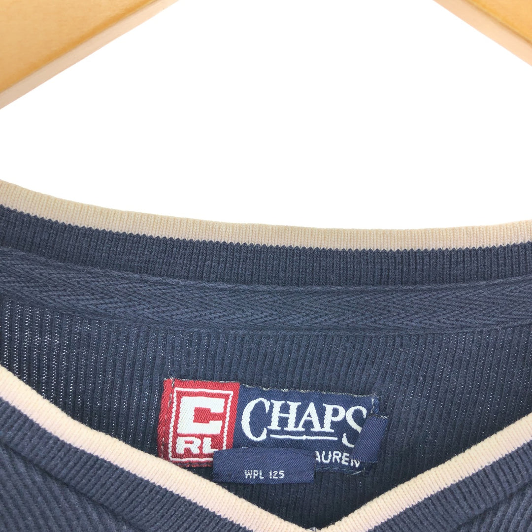 90'S Ralph Lauren CHAPS V-neck long T-shirt, men's size L, vintage cotton navy blue type Vintage Second Hand