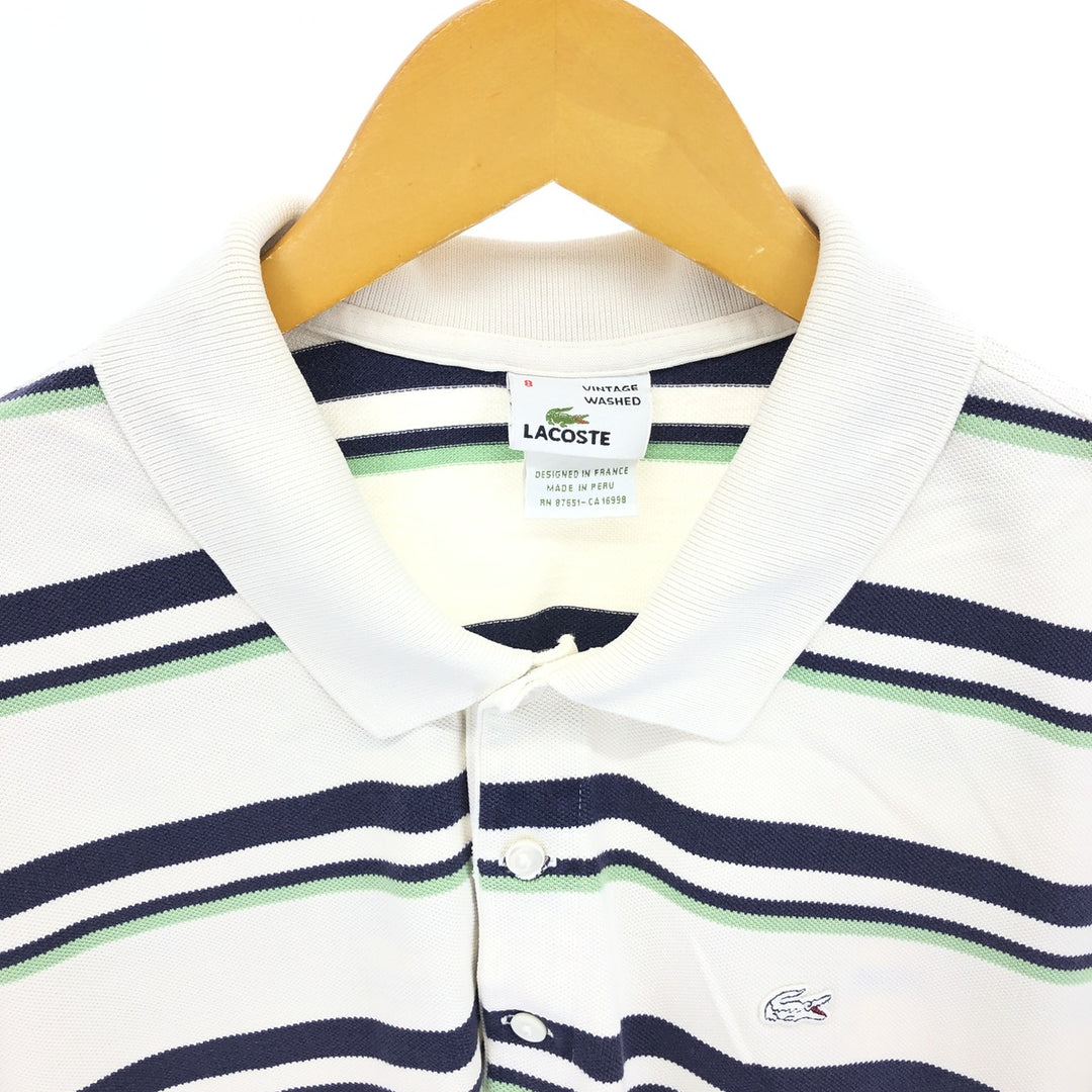 Lacoste LACOSTE French design multi-border short sleeve border polo shirt size 8 men's XXL equivalent / eaa469202