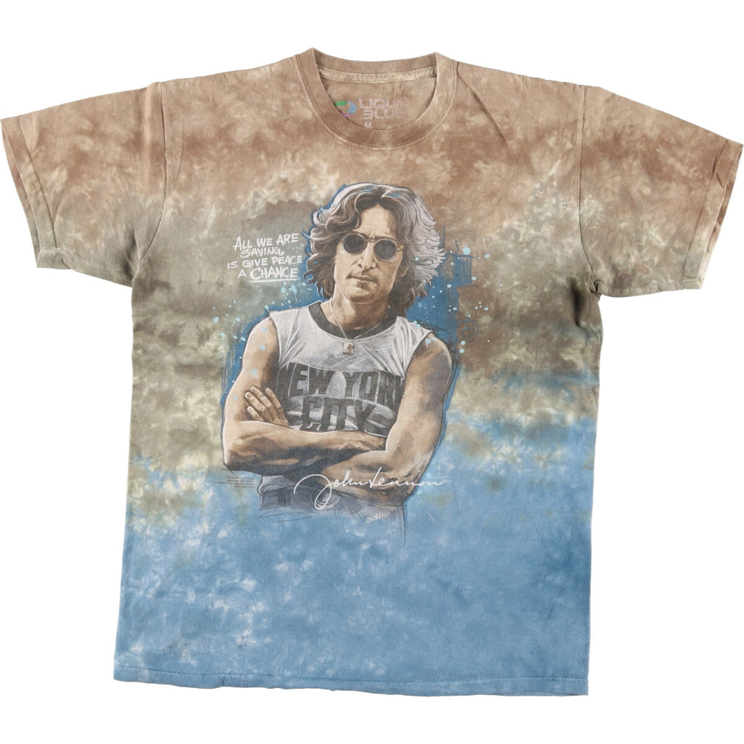 LIQUID BLUE John Lennon Tie-dye Pattern Band T-shirt Men's M size /eaa469226