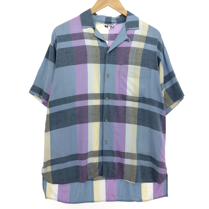 ~90'S THE HEARTLAND Check Pattern Short Sleeve Open Collar Shirt Men's L Size Vintage /eaa469303