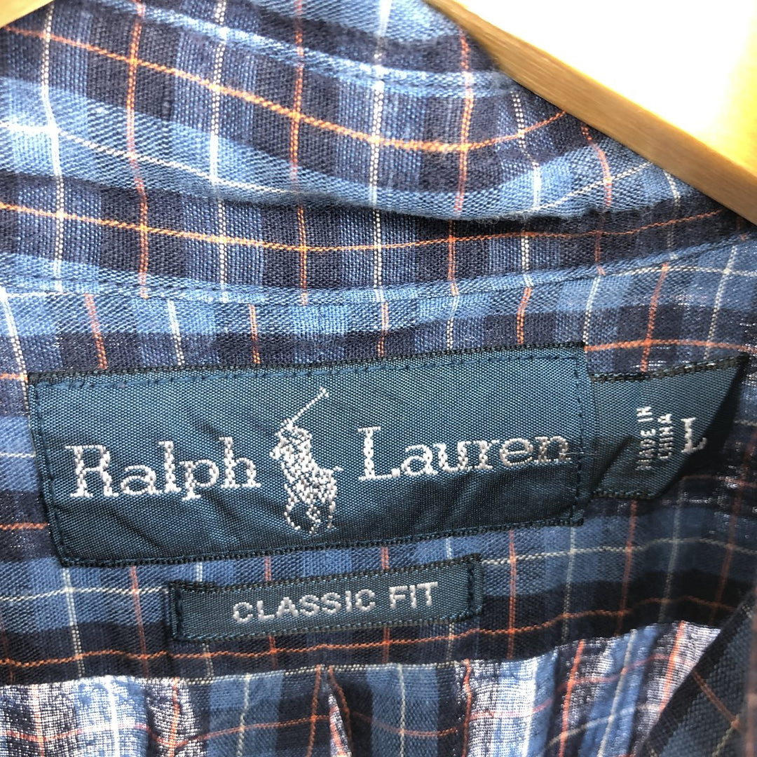 Ralph Lauren Classic Fit Long Sleeve Button Down Check Shirt Men's Size L / eaa469311