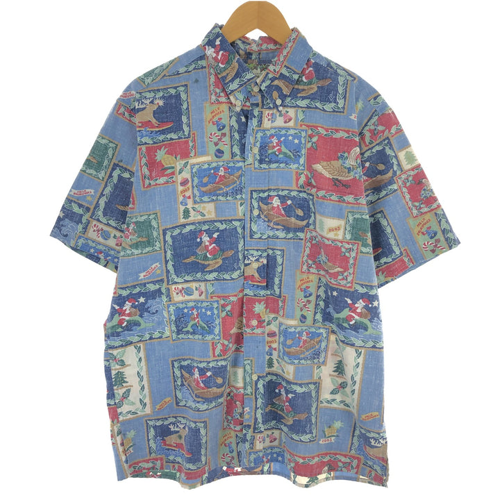 Reyn Spooner MELE KALIKIMAKA Christmas Limited Edition All-over Print Button-down Hawaiian Aloha Shirt Made in Hawaii Men's L size /eaa469422