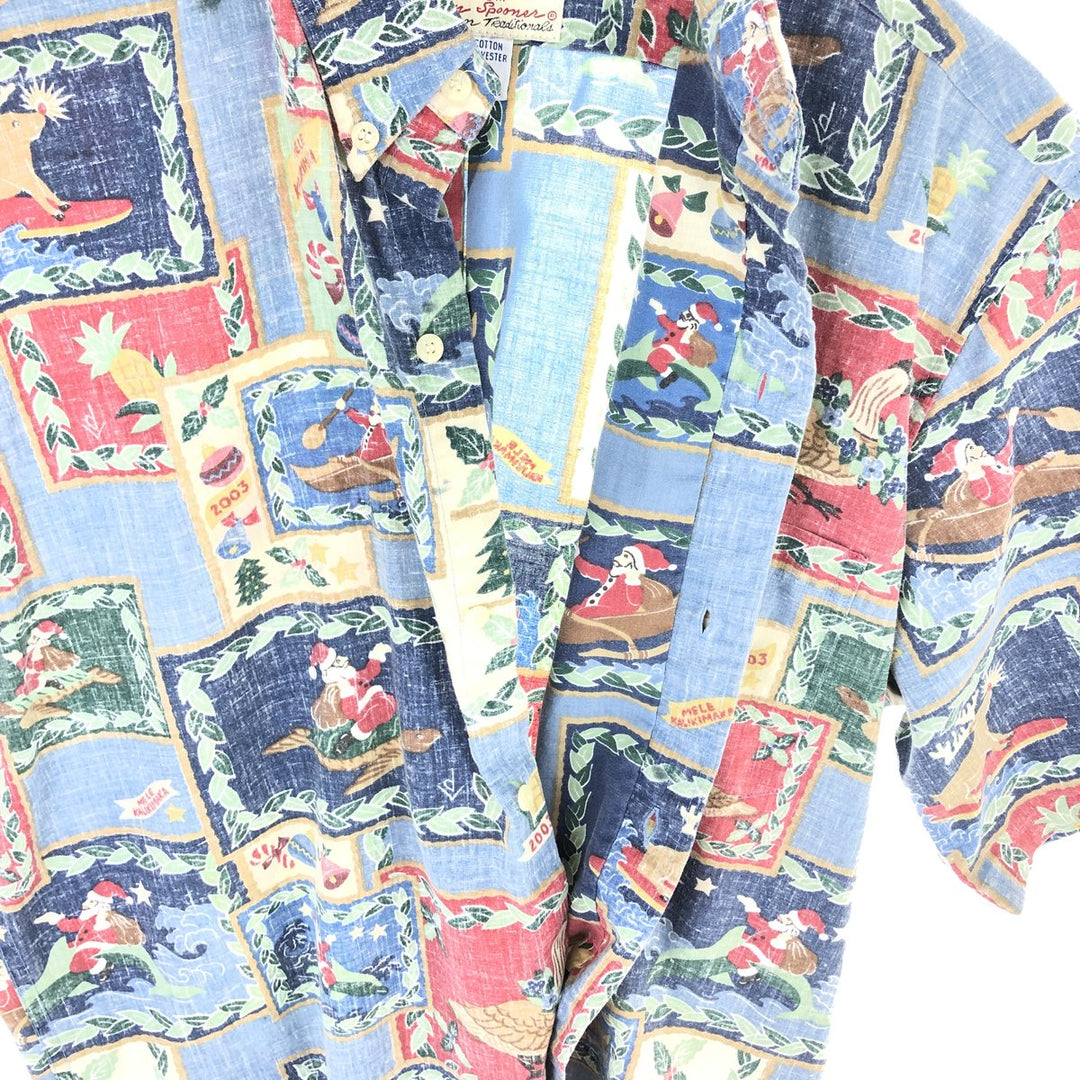 Reyn Spooner MELE KALIKIMAKA Christmas Limited Edition All-over Print Button-down Hawaiian Aloha Shirt Made in Hawaii Men's L size /eaa469422