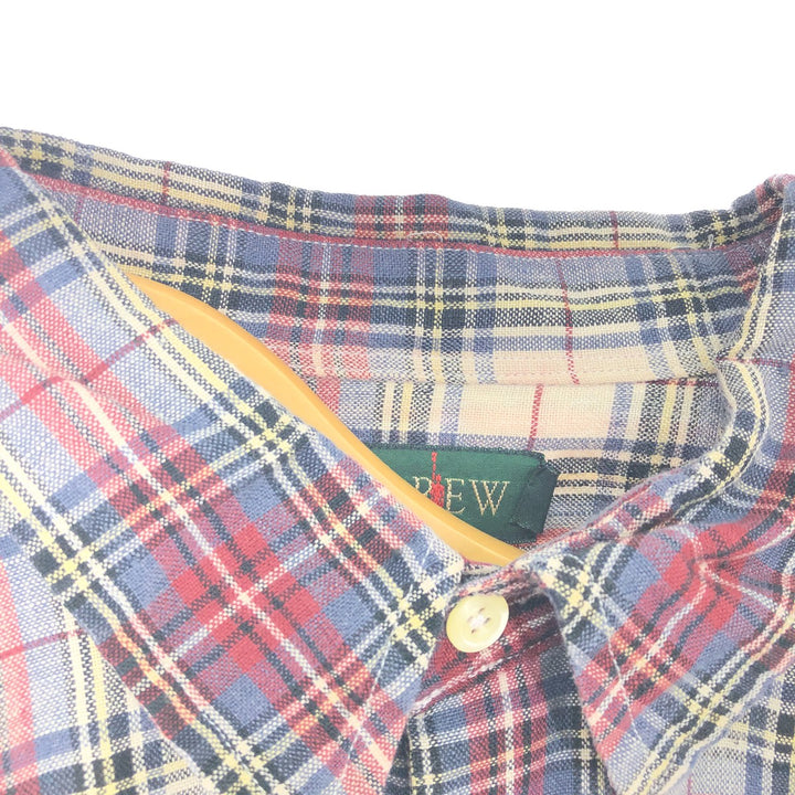 90'S J.Crew Check Pattern Long Sleeve Linen Shirt Men's Size L Vintage /eaa469494