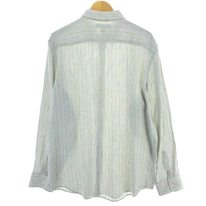 00'S Banana Republic Stripe Pattern Long Sleeve Linen Shirt Men's XL Vintage /eaa469530