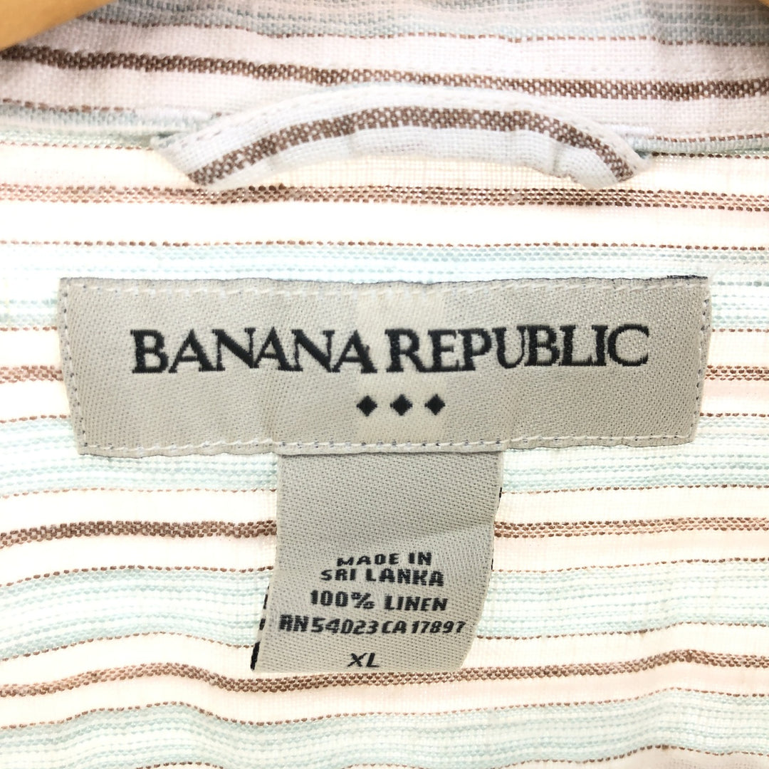 00'S Banana Republic Stripe Pattern Long Sleeve Linen Shirt Men's XL Vintage /eaa469530