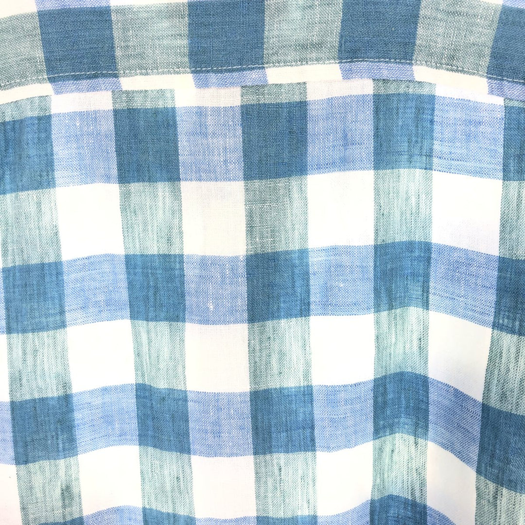 00'S LLBean SLIGHTLY FITTED Check Pattern Long Sleeve Linen Shirt Men's L Size Vintage /eaa469533