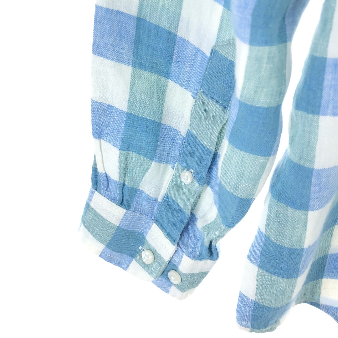 00'S LLBean SLIGHTLY FITTED Check Pattern Long Sleeve Linen Shirt Men's L Size Vintage /eaa469533