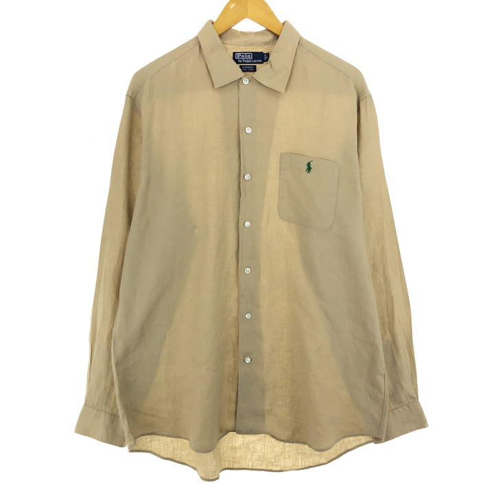 Ralph Lauren POLO by Ralph Lauren BONNARD wide collar long sleeve linen shirt men's L equivalent / eaa469537