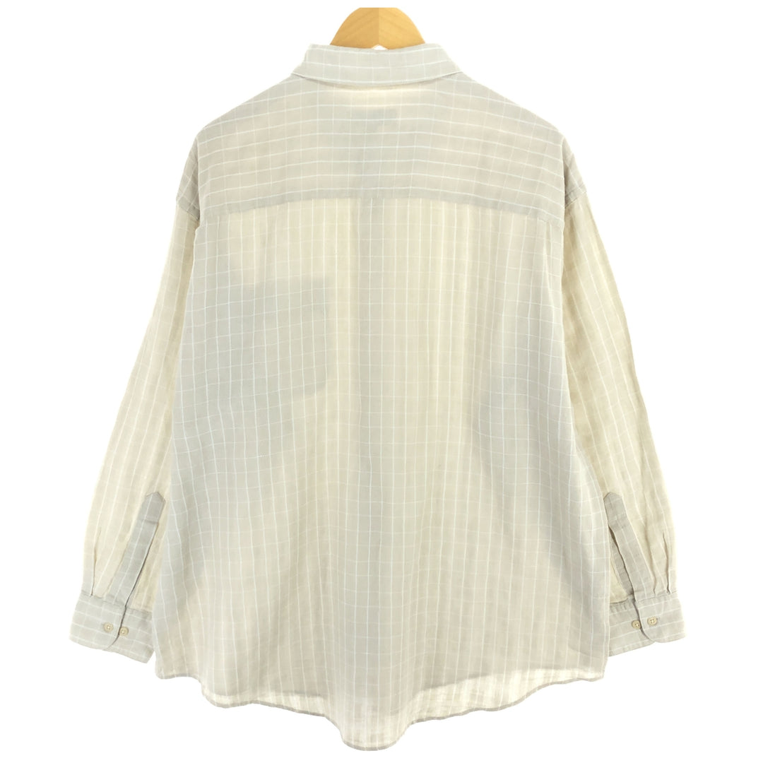 Yves Saint Laurent Check Pattern Long Sleeve Cotton x Linen Shirt Men's XL / eaa469541