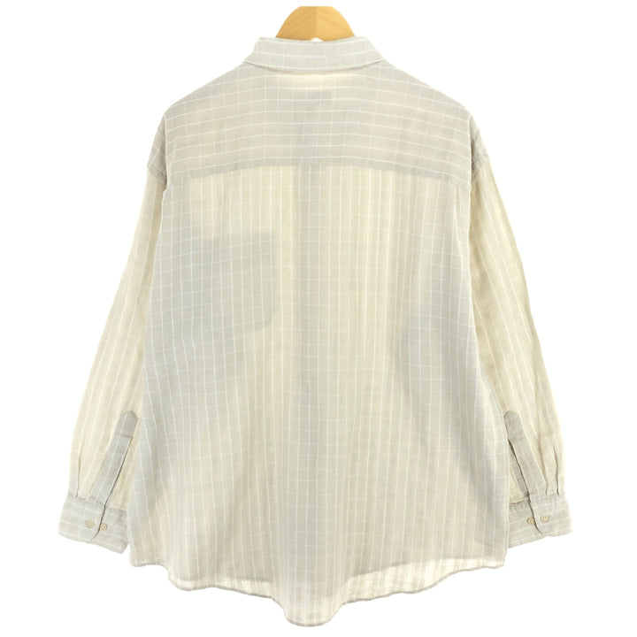 Yves Saint Laurent Check Pattern Long Sleeve Cotton x Linen Shirt Men's XL / eaa469541