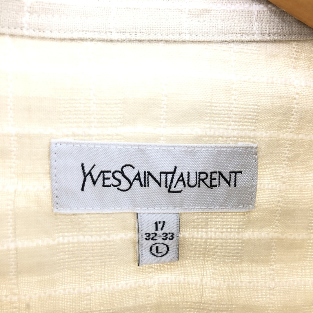 Yves Saint Laurent Check Pattern Long Sleeve Cotton x Linen Shirt Men's XL / eaa469541