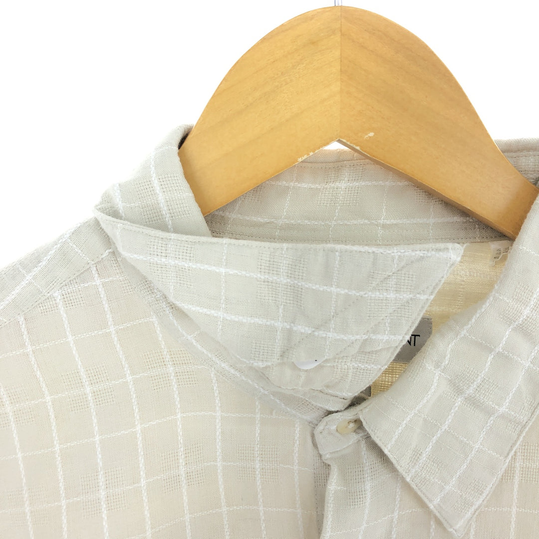 Yves Saint Laurent Check Pattern Long Sleeve Cotton x Linen Shirt Men's XL / eaa469541