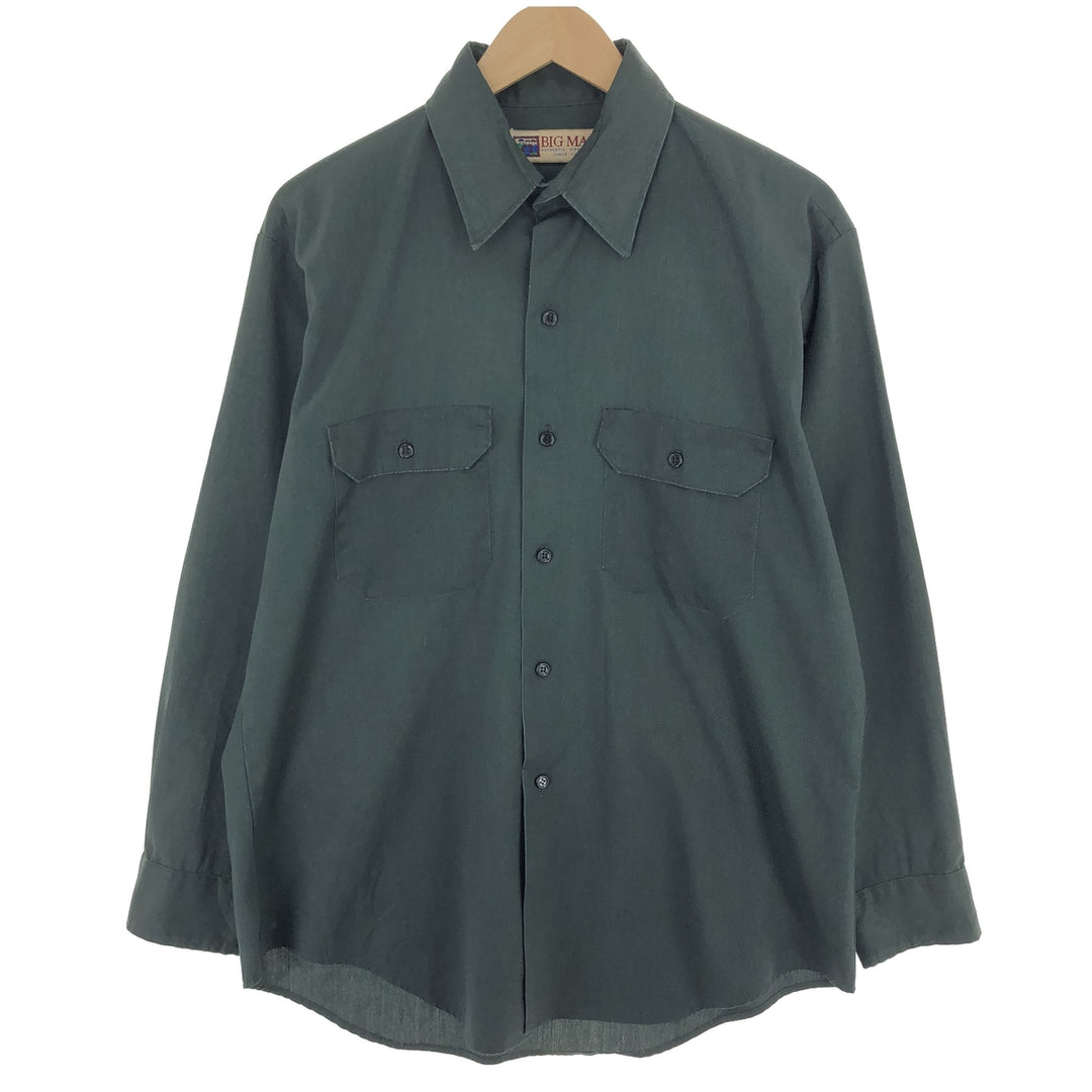 90'S BIG MAC Long Sleeve Work Shirt, Men's Size L, Vintage unclear Khaki type sage green Vintage Second Hand