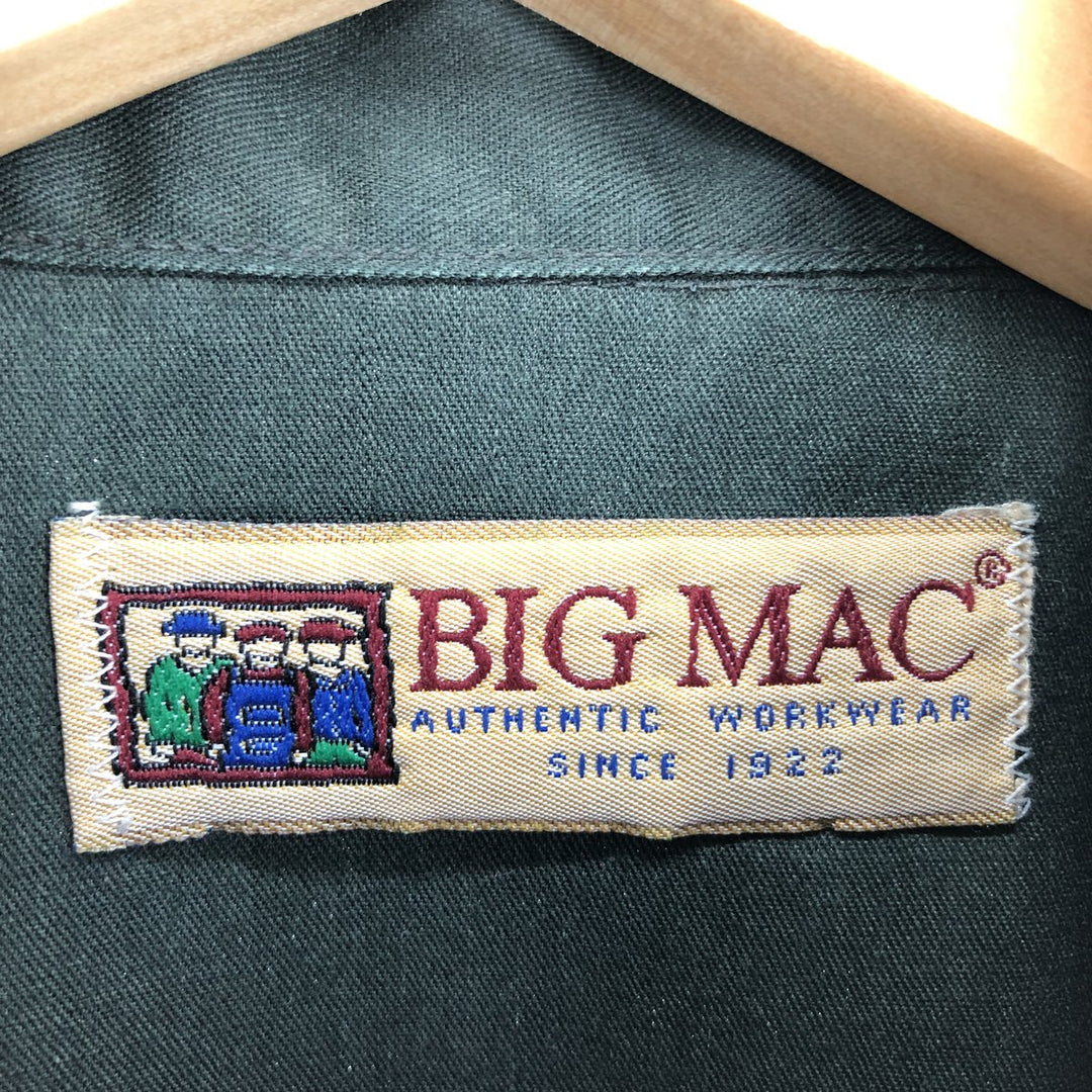 90'S BIG MAC Long Sleeve Work Shirt, Men's Size L, Vintage unclear Khaki type sage green Vintage Second Hand