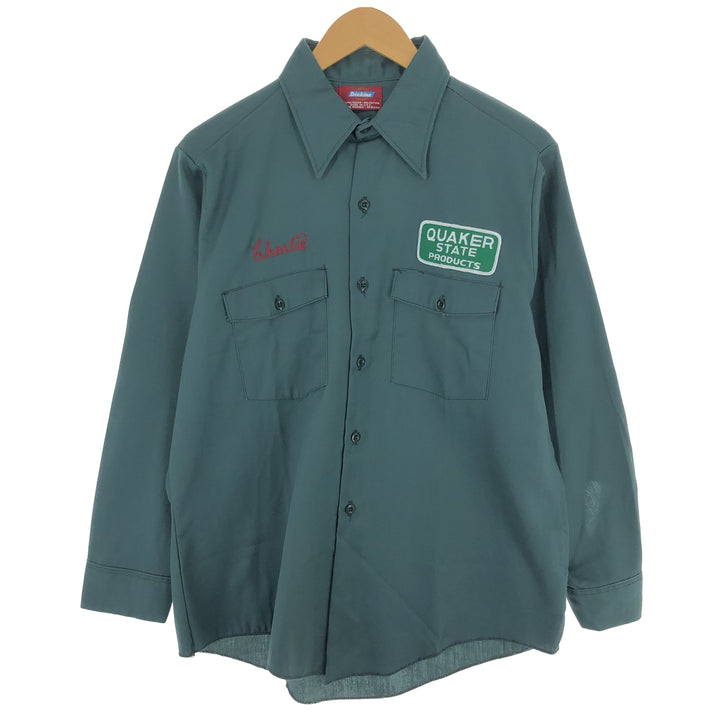 70'S Dickies Chain Embroidery Long Sleeve Work Shirt Made in USA Men's M Size Vintage /eaa469544