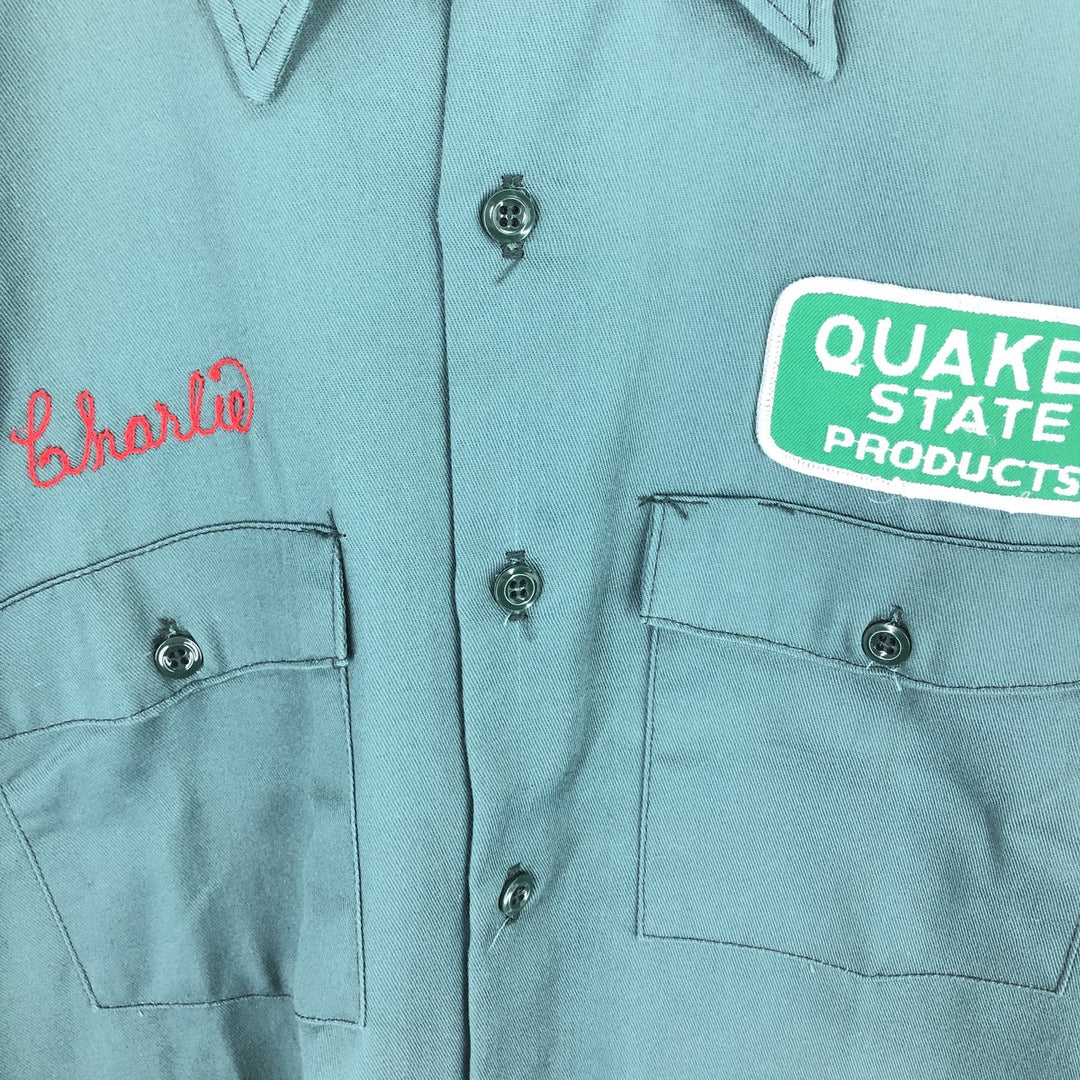 70'S Dickies Chain Embroidery Long Sleeve Work Shirt Made in USA Men's M Size Vintage /eaa469544