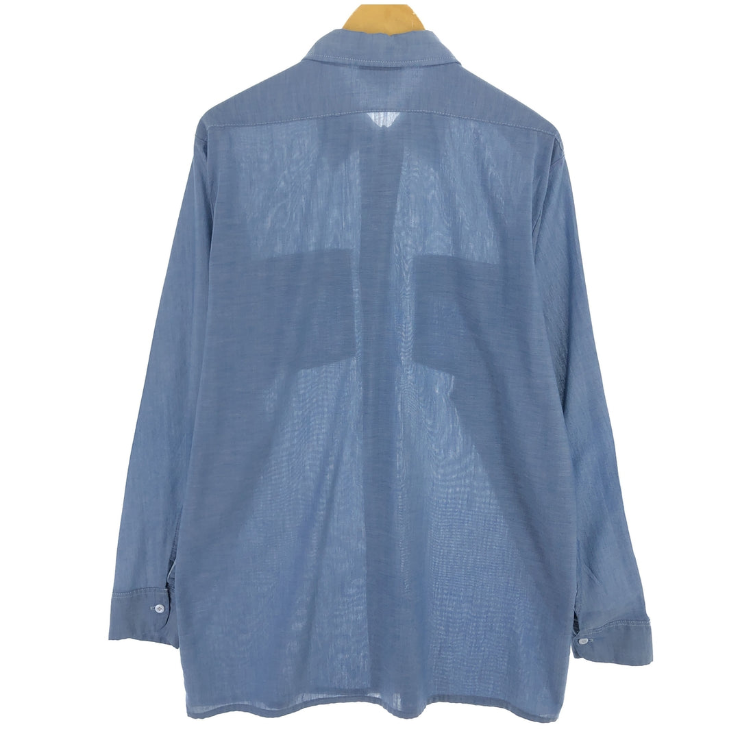 Dickies Chambray Long Sleeve Work Shirt, Men's Size L polyester Blue type light blue Vintage Second Hand